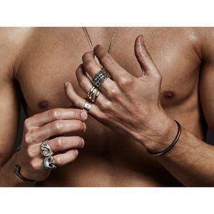 DESIGNER RING by LUCAS PLUS NEW YORK Mens Womens ADJUSTABLE Silver NEW